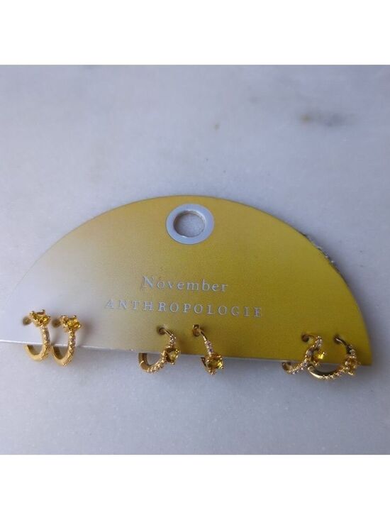 Anthropologie Jewelry - Anthropologie Small Hoop & Stud 14K Gold Plated Earrings Set, 3 Pairs - NWT